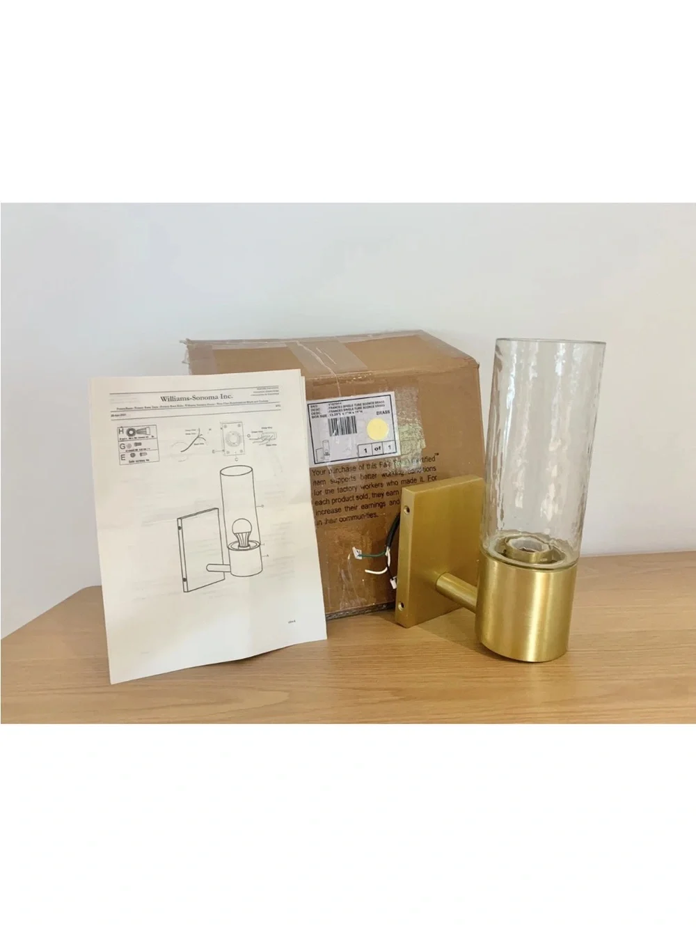 Pottery Barn Frances Tube Sconce, BRASS, Wall Vanity Sconce